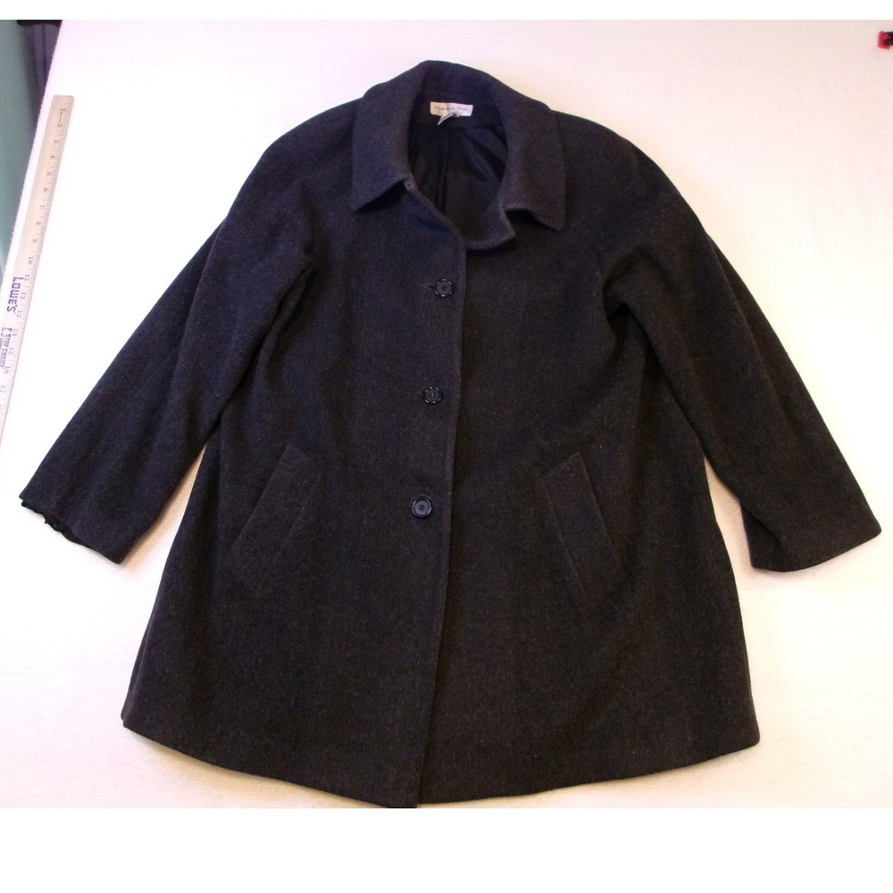 Preston‎ & York 100% Wool Charcoal Gray Overcoat - Size 12